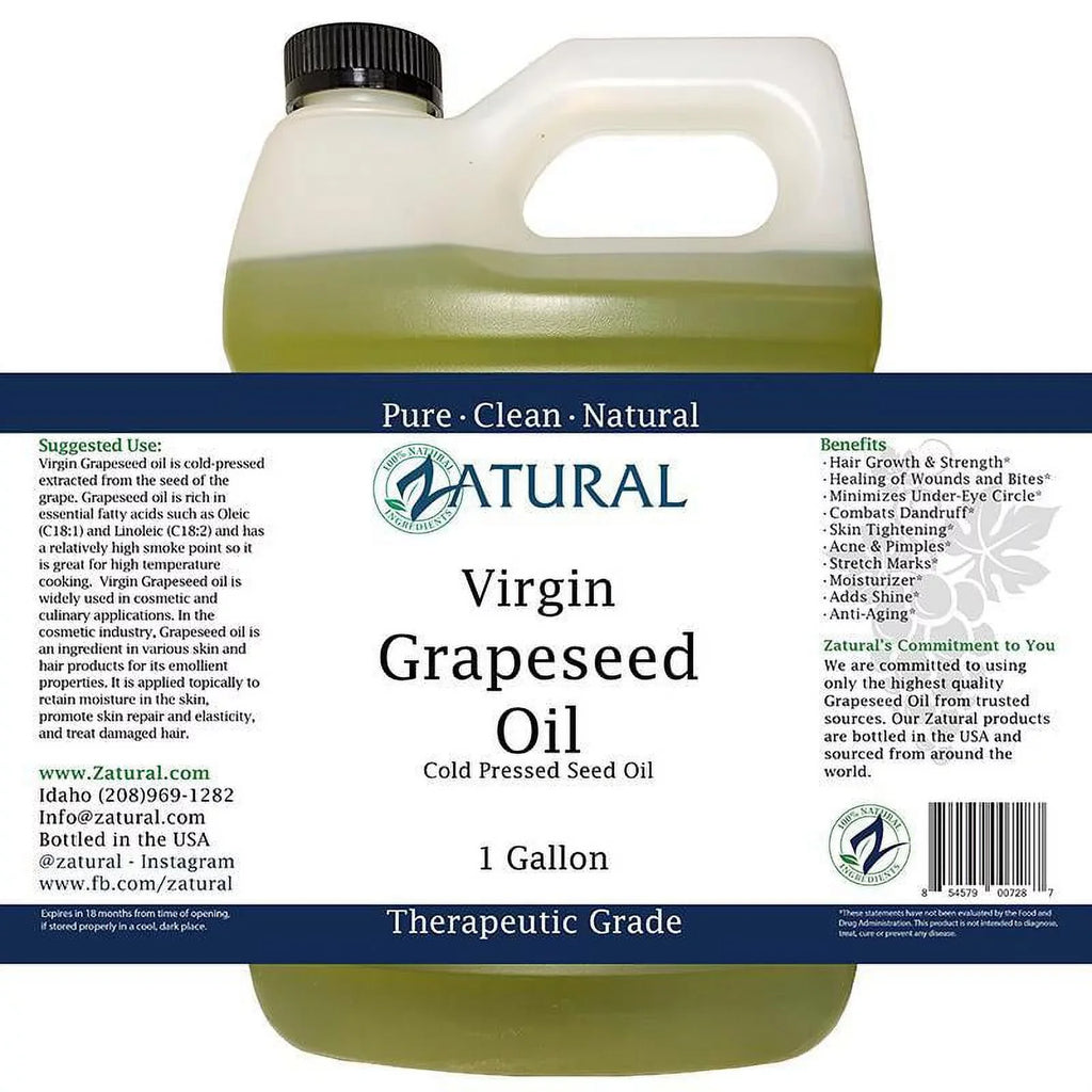 Virgin, (1 Seed Gallon)) 100% Ounce Pure Grape Undiluted, Pressed, GrapeSeed Oil-Cold (128 Oil