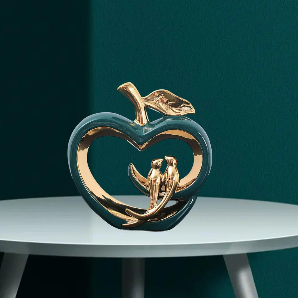Fruit Gift Desktop Statue for Shape Garden Green Fairy Modern Heart Ornaments Ceramic Furnishings , Hollow Living Room, Sculpture,