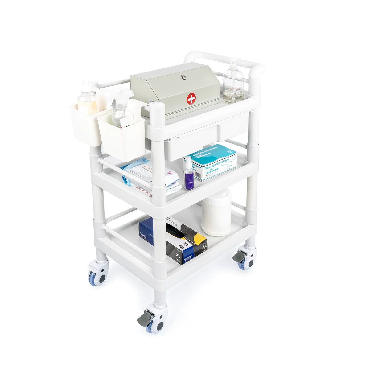 for Utility 3 Medical Wheels Clinic Cart Lbs Trolley Cart Spacious Tier Duty 360°Rotate Trolley Salon Heavy Rolling Drawers Hospital Buckets Beauty Medical with 500 Dirt Dental Mobile