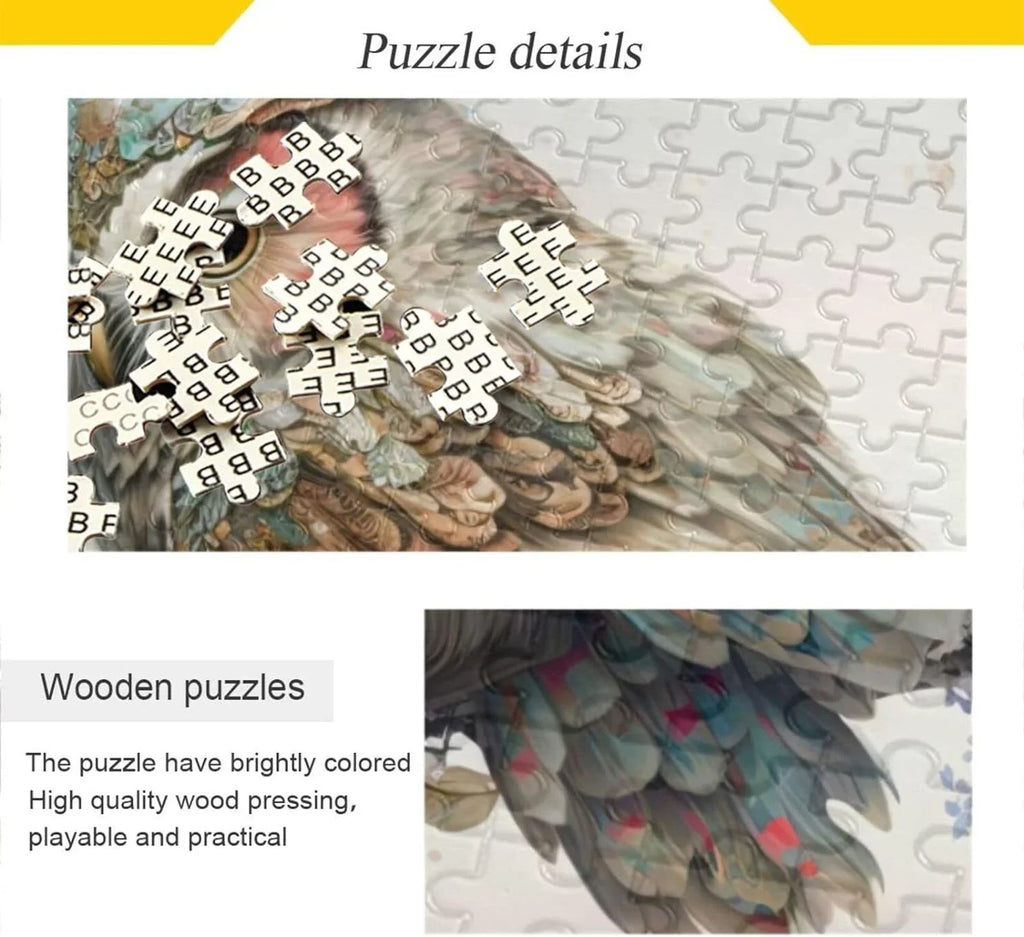 Composite Friends Art for fabric Wood Gift Kids Exercise for PCS Fun Family Challenging Zigsaw Owl Floral Paper Bag, Puzzle, Puzzle Storage 500 with Brain Parents Game Jigsaw Adults,