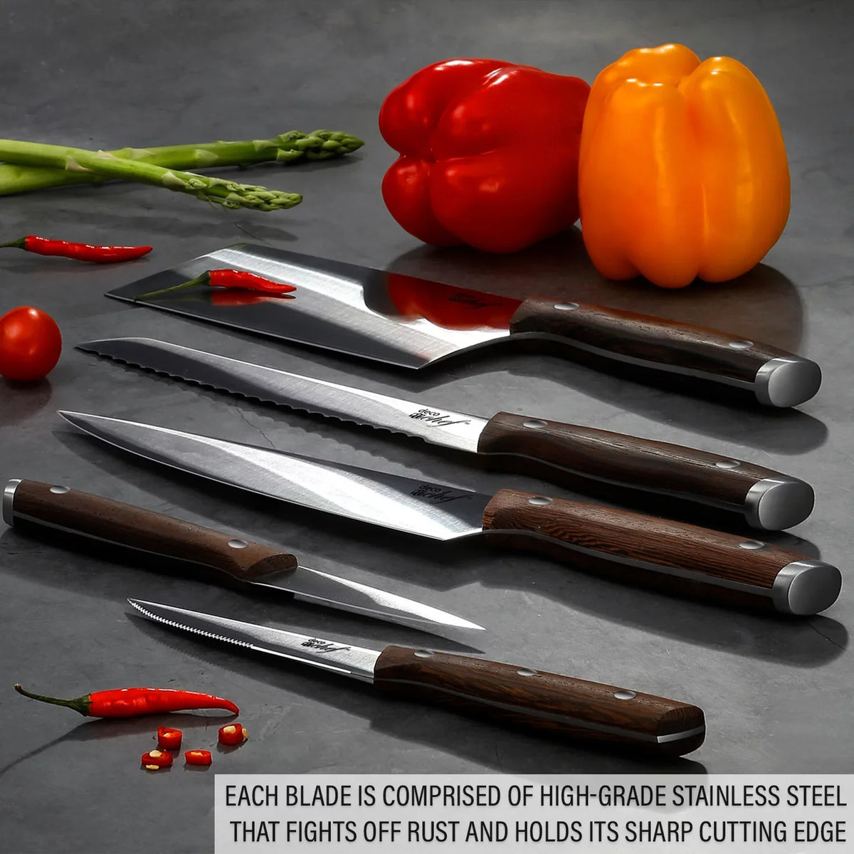 Chef Knife Deco Kitchen Wood Shears More Chef Cleaver Piece Set Handles Knife 16 and Kitchen