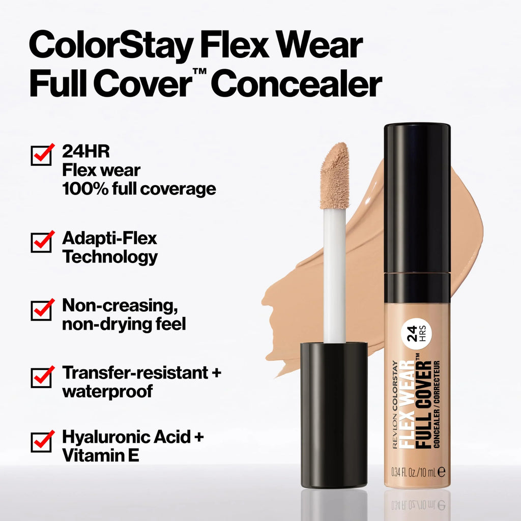 Infused Fair, Concealer, Longwear, Vitamin Full Flexible Oz. Fl Acid Hyaluronic Wear, Non-Creasing With & Revlon Cover E, Flex 0.34 Colorstay 005