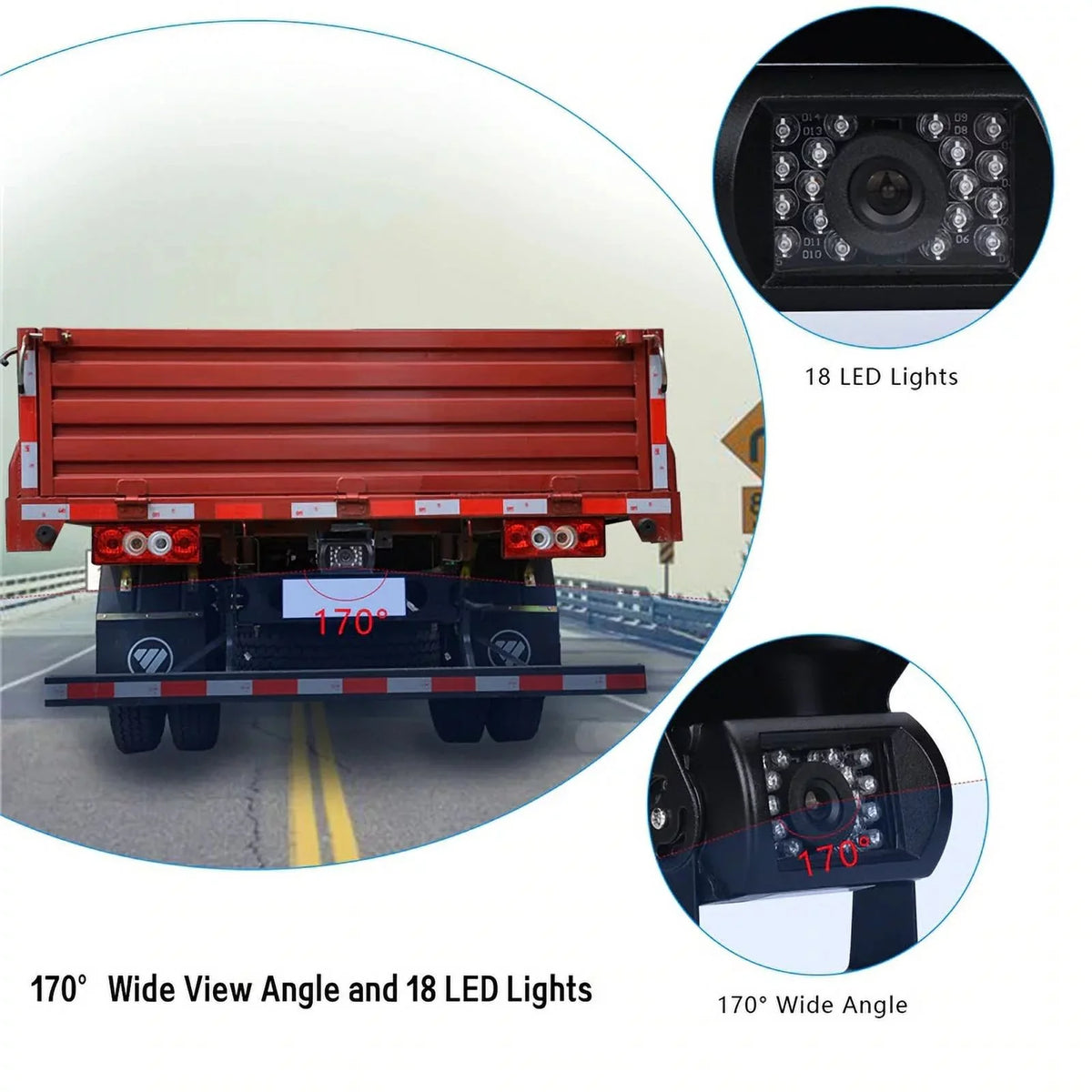 RV 18 12V/24V for parking TFT Monitor LED cable Truck Vision+32 reverse feet LCD Night Car IR 7inch with camera Bus Van Car system