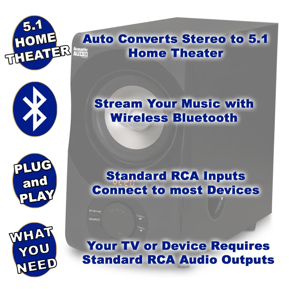 Audio Bluetooth Cables FM Speaker 4 with Extension Home Theater 5.1 System and Acoustic AA5171