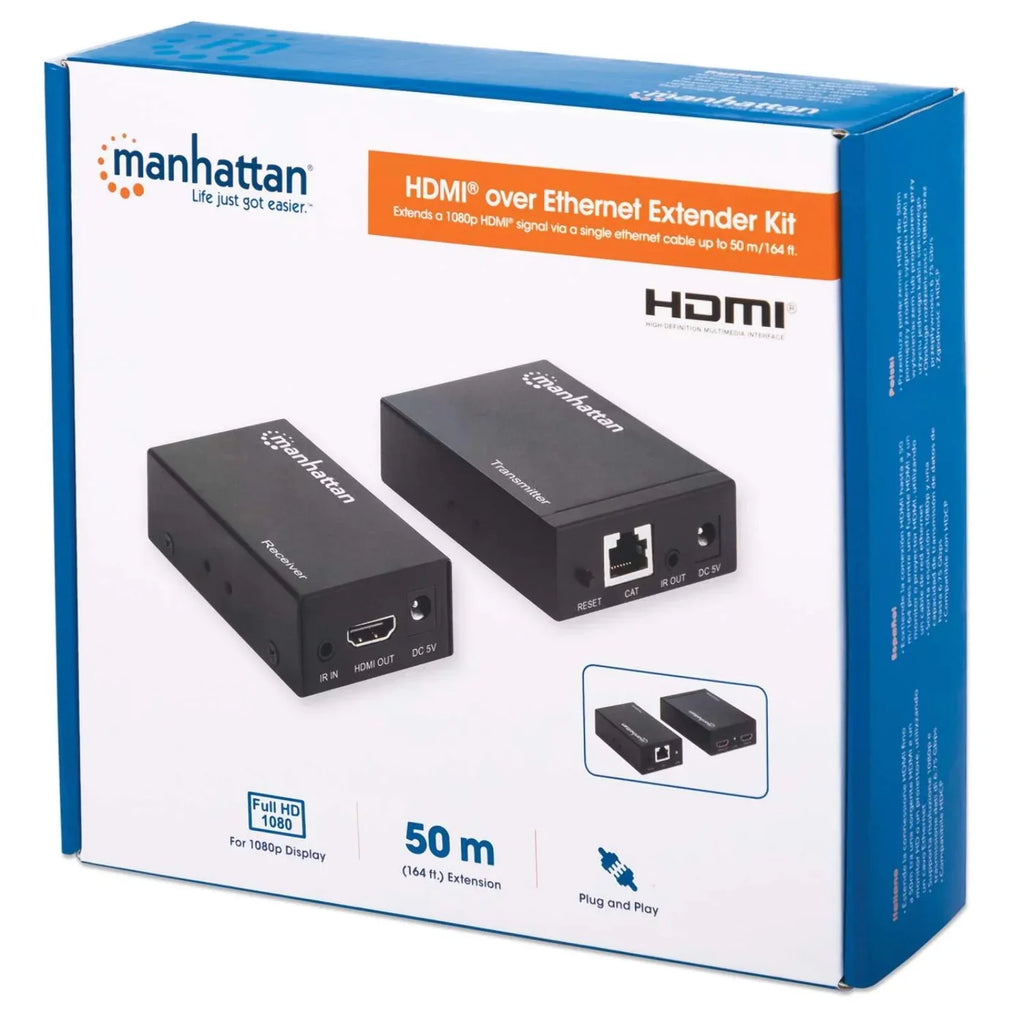 IR 164 support Extender to HDMI Cable and Single Up over Ethernet Cat6 Manhattan ft. Kit with 1080p