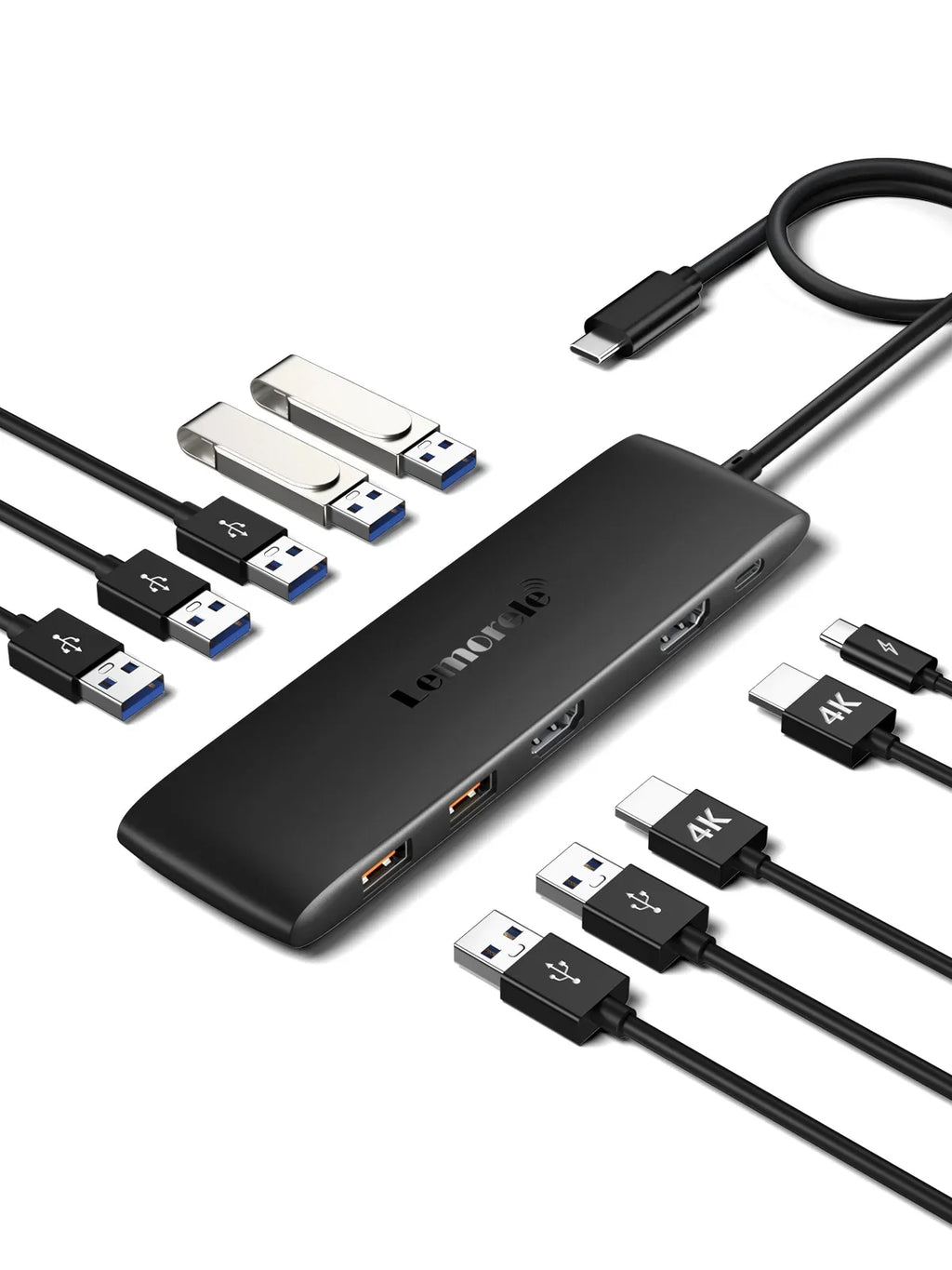 USB 3.1 Hub Gen Ports Outputs 2 USB Adapter 4K 2 C Lemorele with USB HDMI 3.0 10-in-1 USB C 4