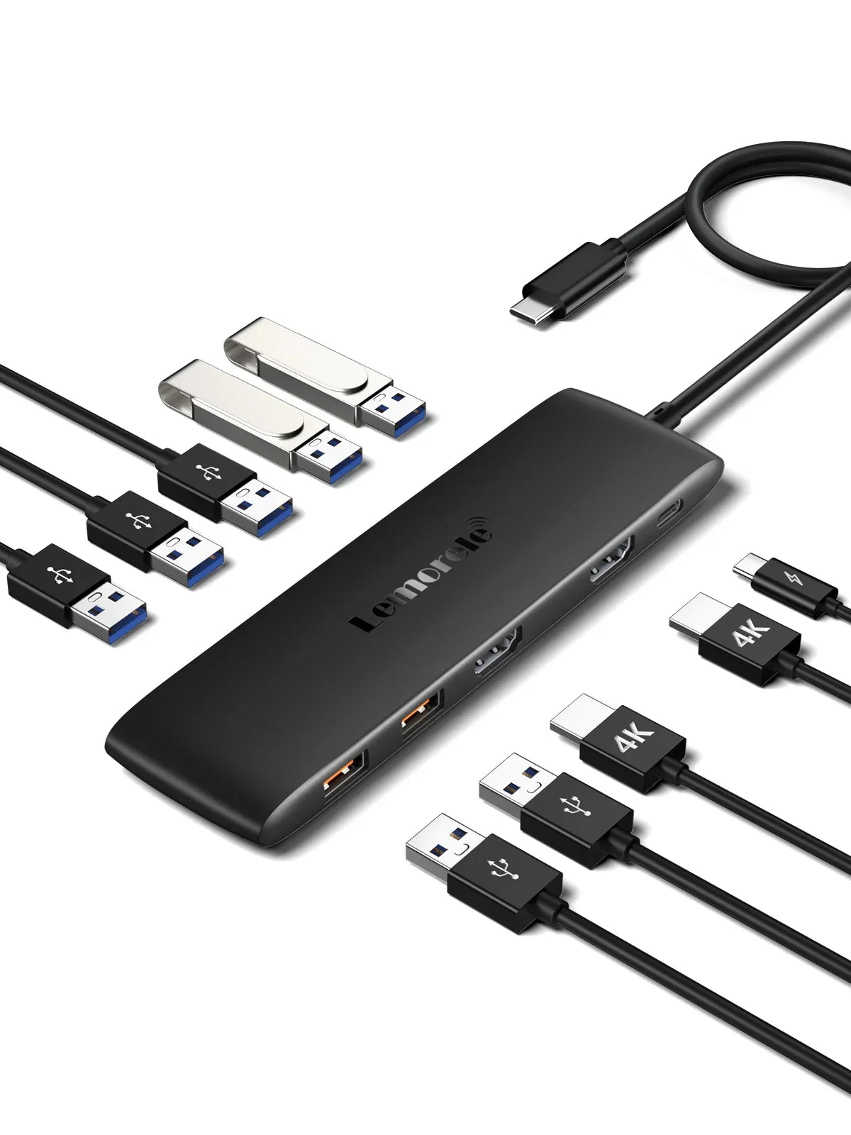 USB 3.1 Hub Gen Ports Outputs 2 USB Adapter 4K 2 C Lemorele with USB HDMI 3.0 10-in-1 USB C 4