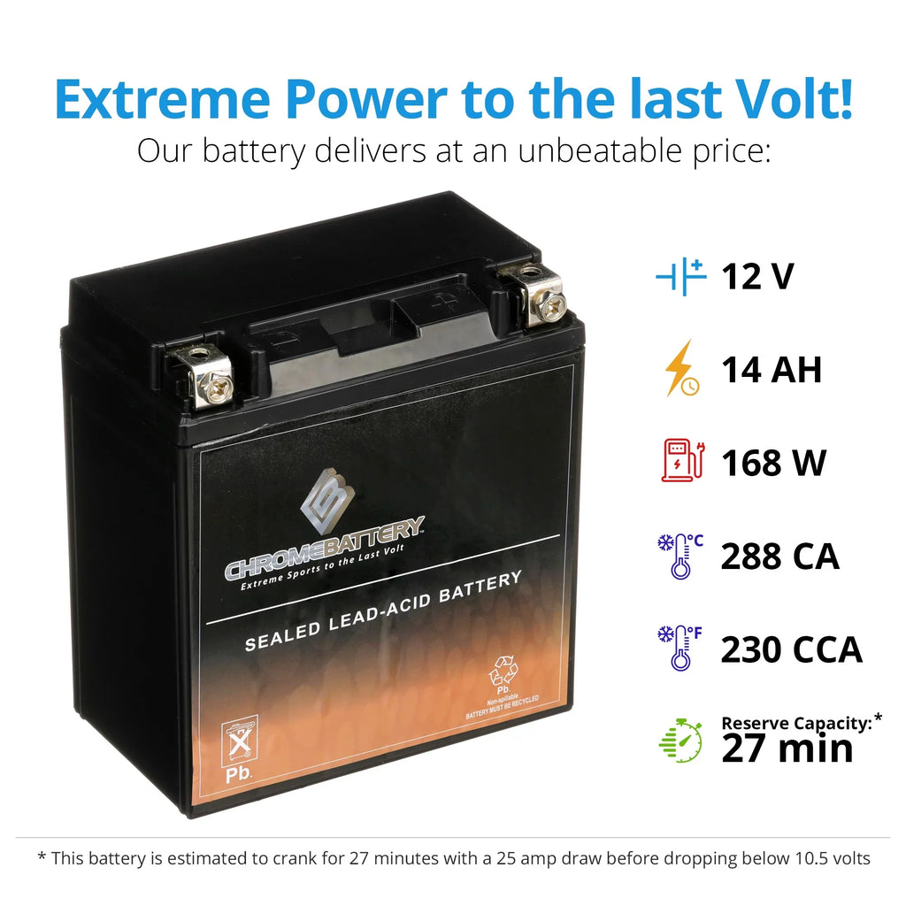 Ah, Lt-a500f for Atv Cca) Battery (16-bs Volts,14 Ytx16-bs 500cc 230 2007 Suzuki Chrome Battery Vinson 12 4wd