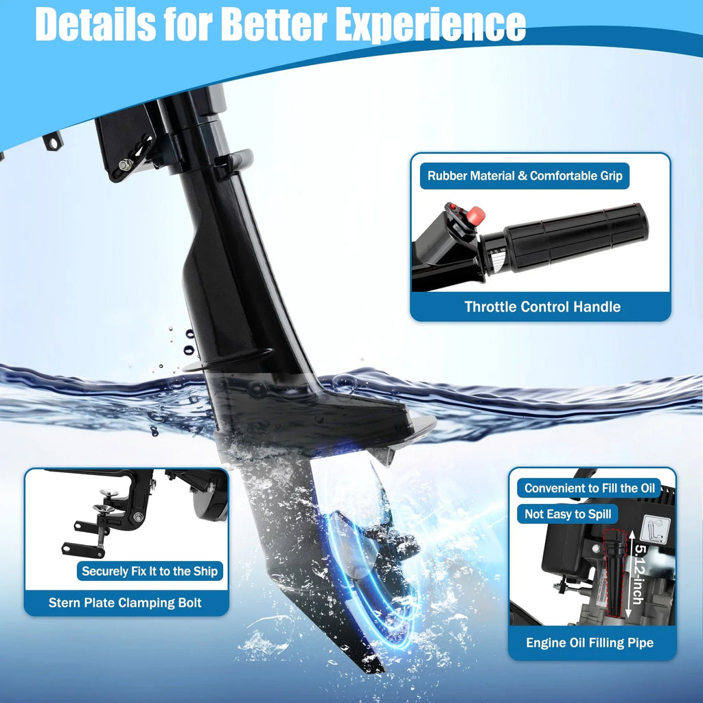 System Cooling Engine Engine 1:1.5 with Motor Air Shaft Fichiouy CDI Boat 6 liquid Stroke Tiller Outboard 2500rpm Cooling Air 4 HP