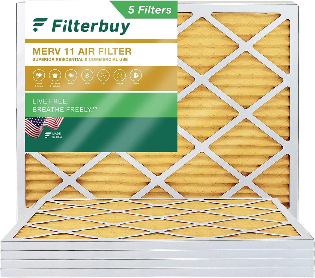 Filterbuy (5-Pack) MERV Furnace HVAC 11 Filters AC 14x20x1 Pleated Air