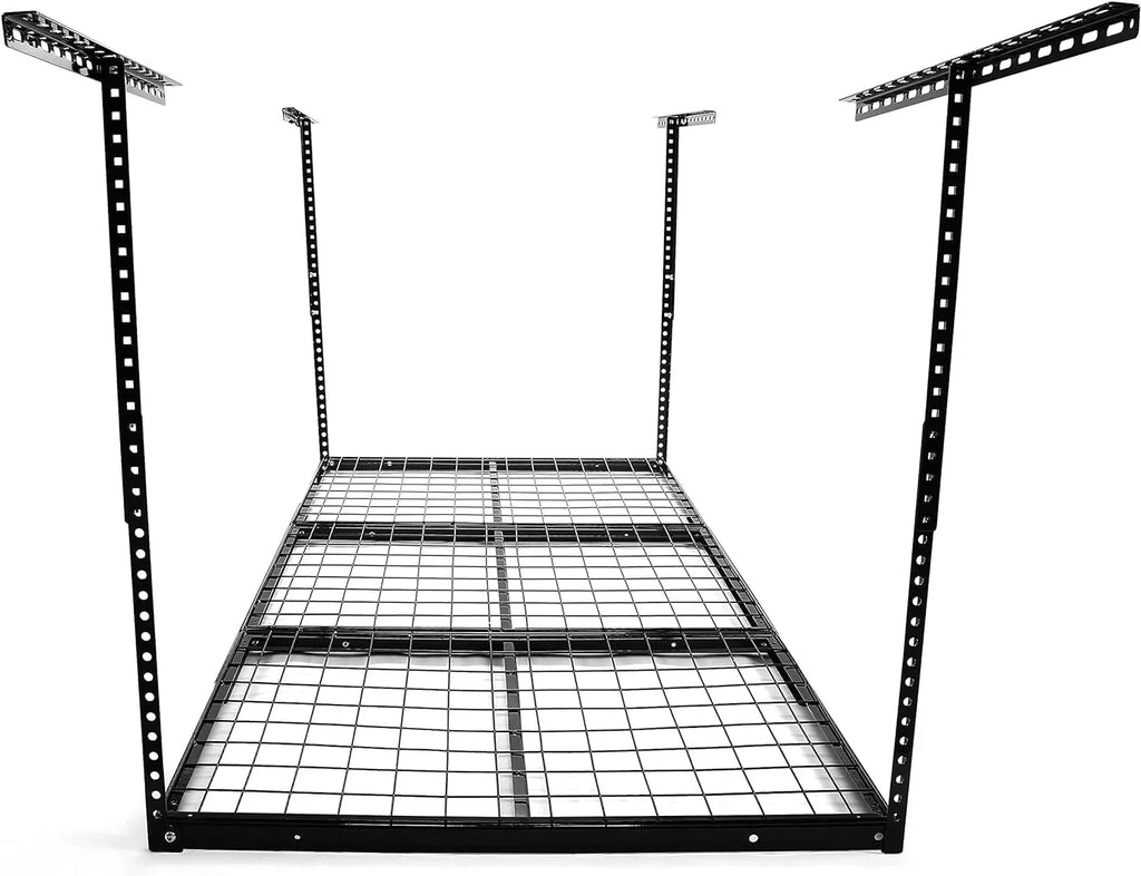 Ceiling Garage Rack Adjustable Mounted Storage Overhead Ceiling Steel Garage Racks 3X6 Storage Shelf Black Organization