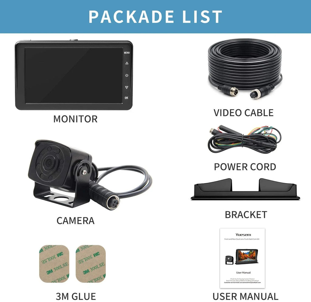 with View with Backup 1080P Night Vision DVR for Erapta Recording Advanced IP69 RV/Pickup/Truck/Trailer/Bus Function, Camera Waterproof, Monitor Rear 7'' Camera
