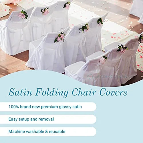 50 Reception Chair Leading It Covers Special Folding pc Wedding Restaurant Party - Black - Sparkles Satin Make Linens Banquet