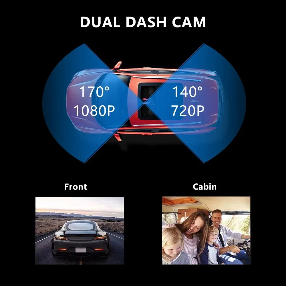 FIEWESEY Driving Speed Cam Mode, Dash Dash Dash Inside, Parking and Loop Recording WiFi Cam with Camera 1080P Recorder Front GPS and Dual