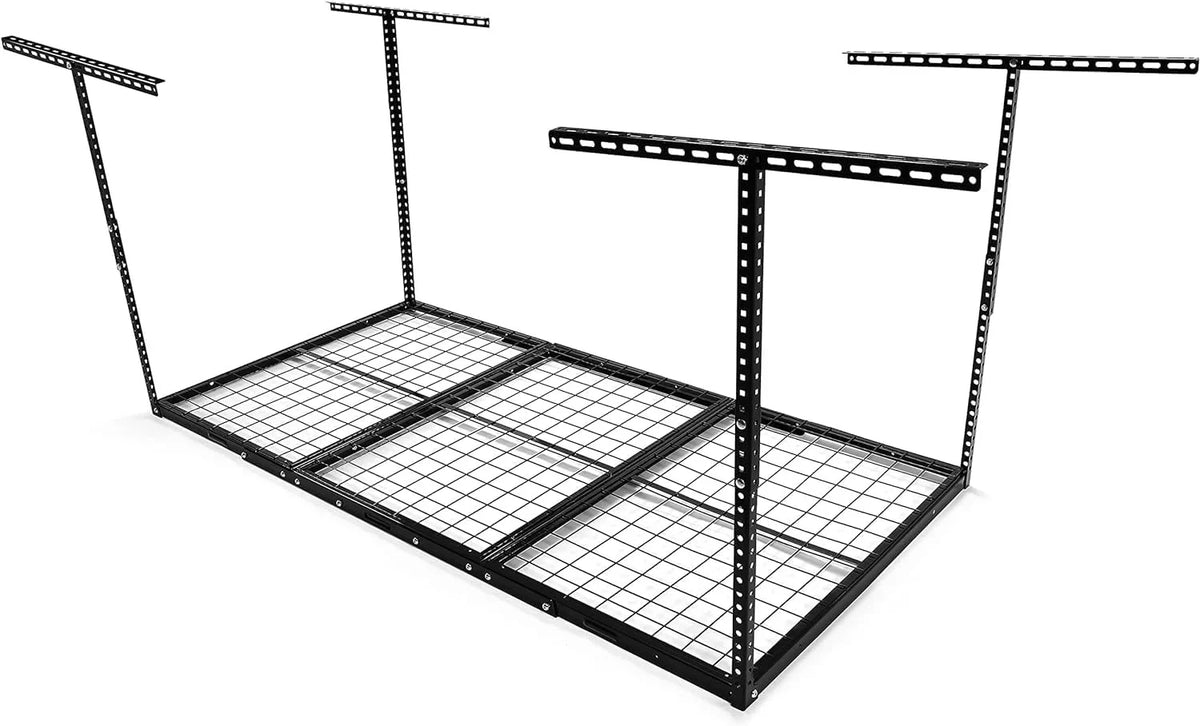 Ceiling Garage Rack Adjustable Mounted Storage Overhead Ceiling Steel Garage Racks 3X6 Storage Shelf Black Organization