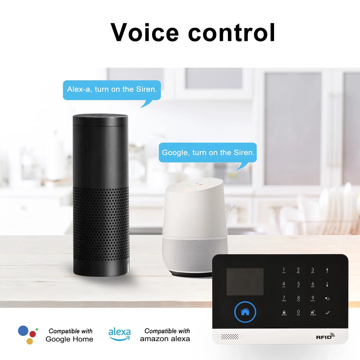 Auto-dial WIFI Motion Control Home Door System APP with Sensor Control Wireless Voice Smart 433MHz Remote Phone PIR Burglar GSM Display LCD Alarm + System Compatible Alarm Home Sensor