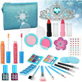 for Washable Pcs Toys Gift Frozen Princess, Makeup for Toddler Set for Real Makeup 24 Years Makeup Kit with Girls 3-12 Girls, Toy Kids Old Safe Makeup Non-Toxic Kit Set (Blue) & Kids Cosmetic Bag,