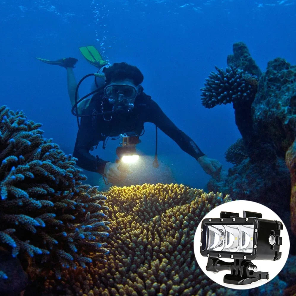 Black, HERO2 Action HERO3, Waterproof Mask Flash for Similar Opteka Session, Diving Light HERO4, and + Silver, SJ6000, Goggles SJ4000 GoPro Scuba Cameras LED