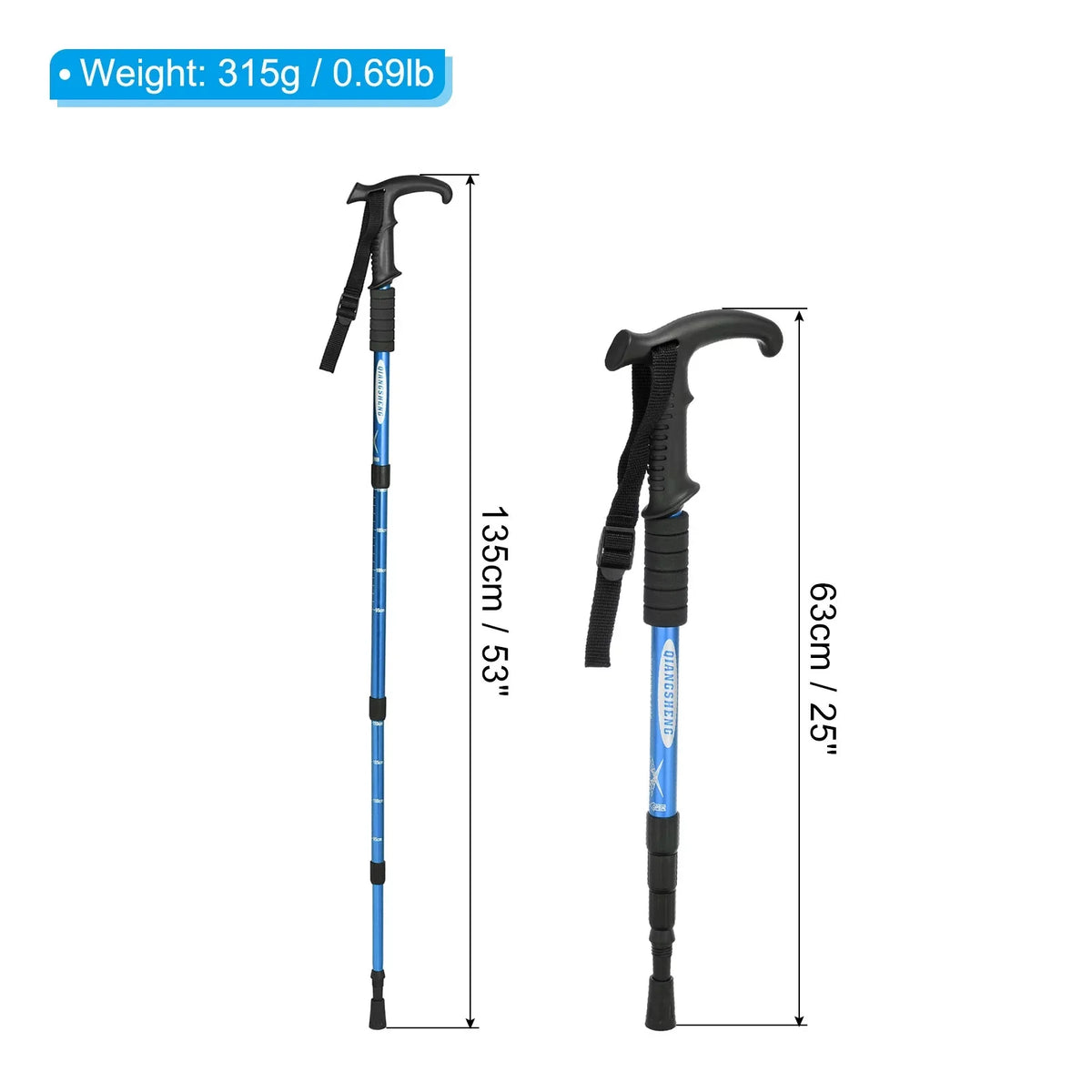 Blue Handle, Poles Telescopic Uxcell T 43 Pole Trekking Collapsible Inch Hiking