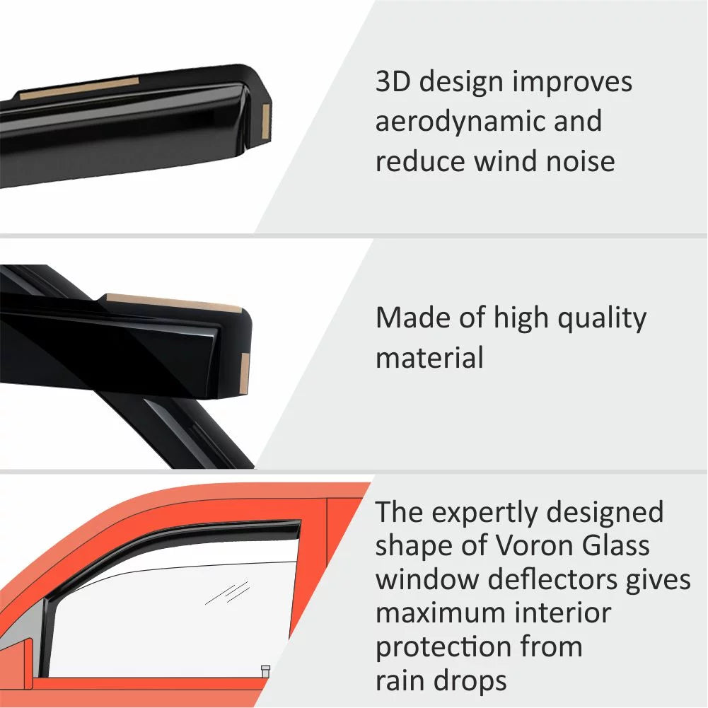 Kia - Guards Vent Durable Glass Seltos Rain 4 2021-2024, Extra Pieces Visors, Voron 200551 Window for Window in-Channel Deflectors,