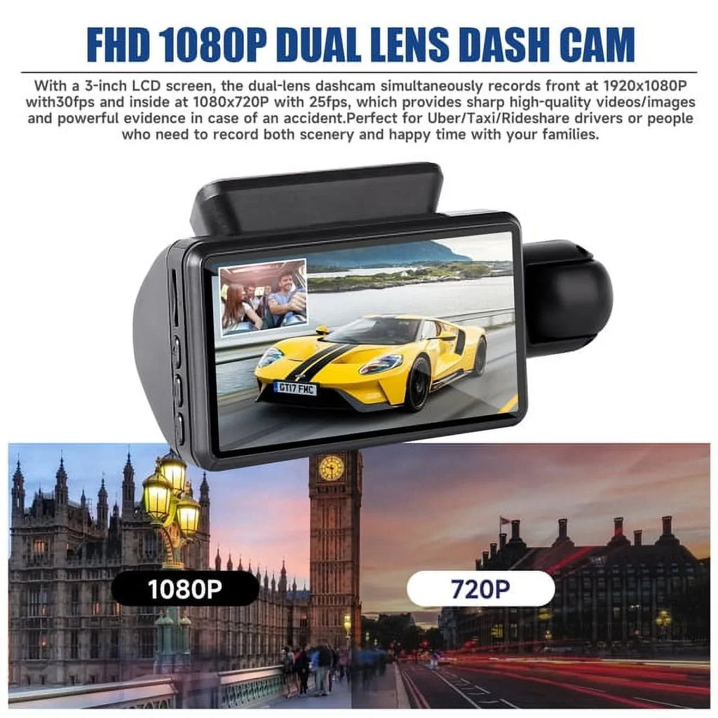 Camera Recording, Vision Dash 170° G-Sensor Night Rear, Front and Loop Wide Angle, 1080P Dash Cam SYTHERS