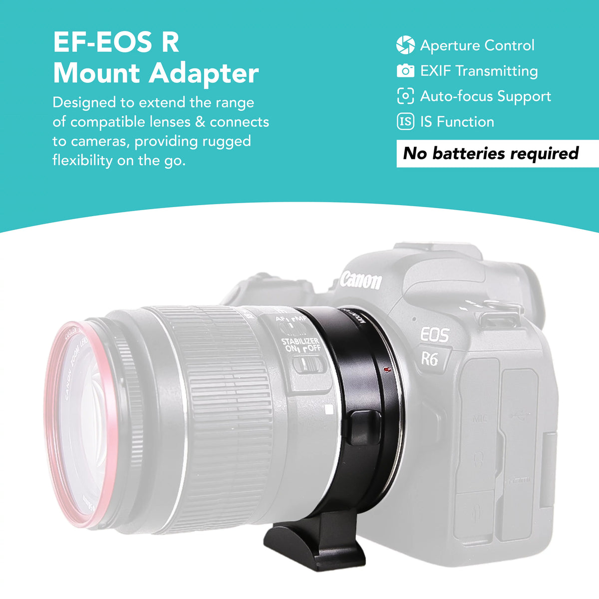 Red Cinema EF-EOS EOS RP Digital Compatible Mount Canon and Converter Lens Lens, EF Foto&Tech R5 R Adapter, Body Digital Auto-Focus R Mount Mount with EF-S Camera R6 Mirrorless