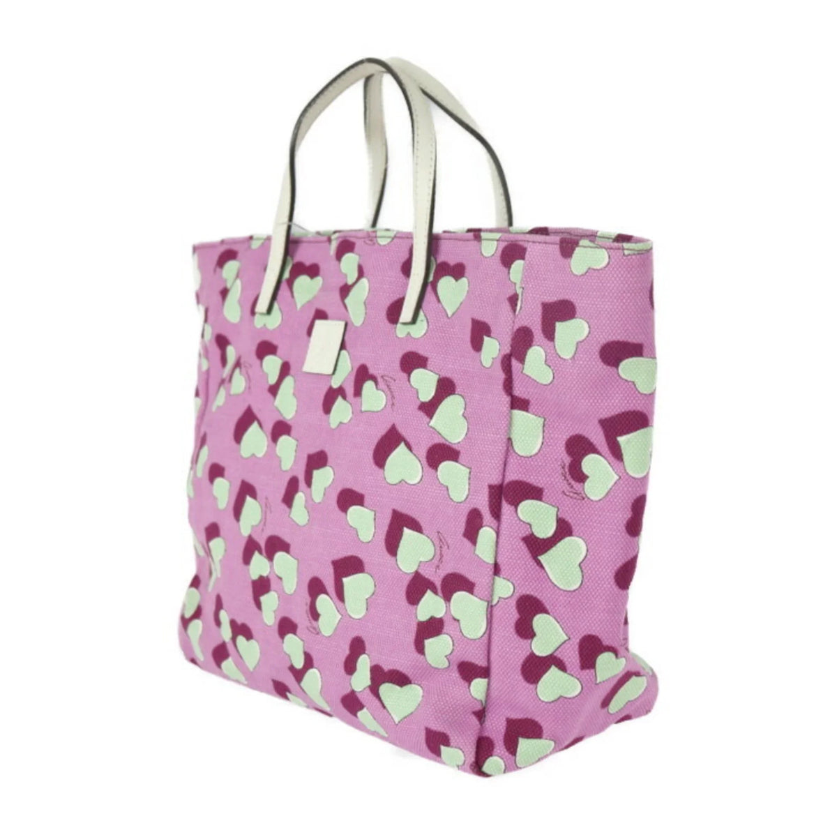 Children's Series (Good) Baby Pink Multicolor Handbag Bag Tote 284721 Canvas Pre-Owned Heart Leather
