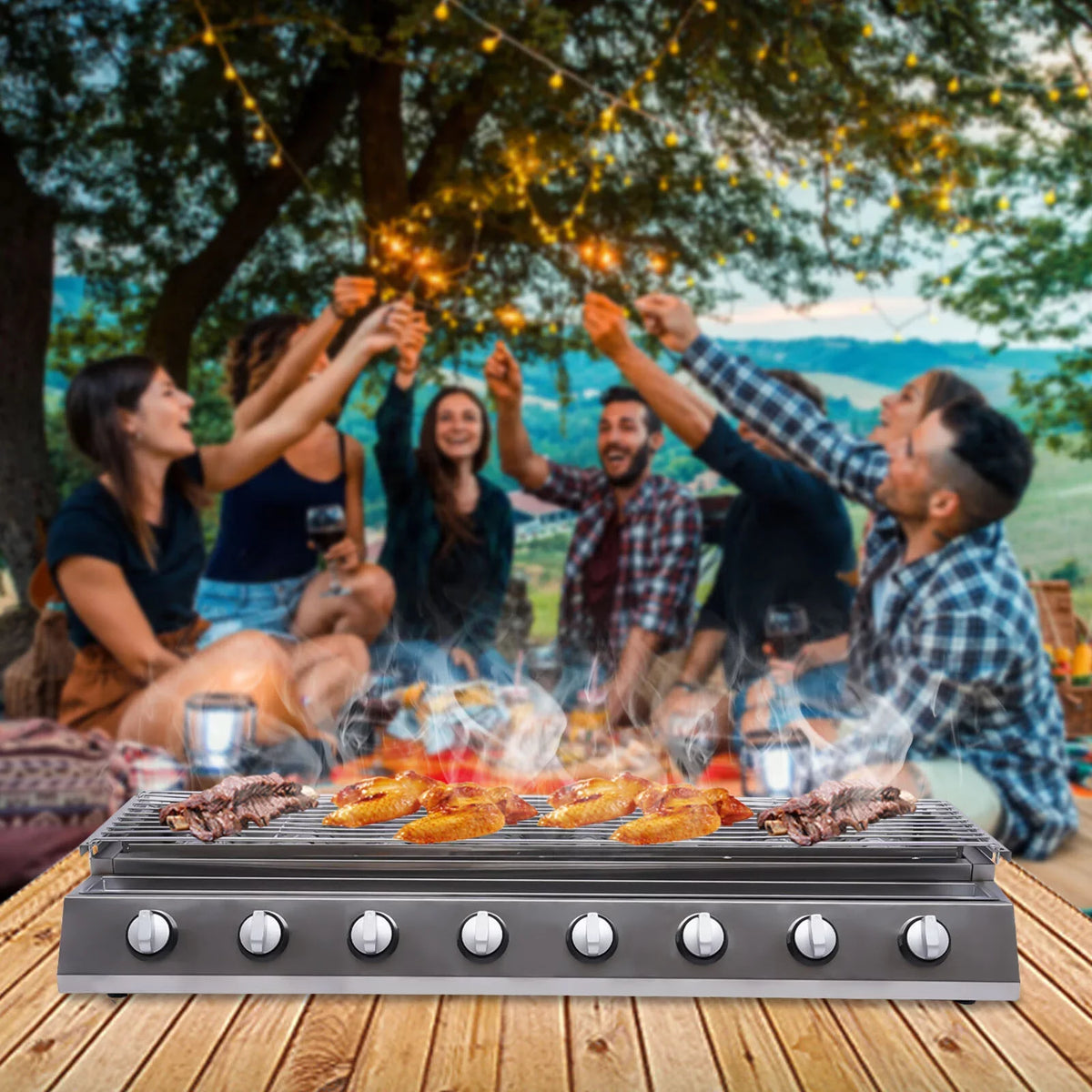 Barbecue Steel Picnic, Grill for Stainless Grill Gas Home YIYIBYUS Garden Party BBQ Patio