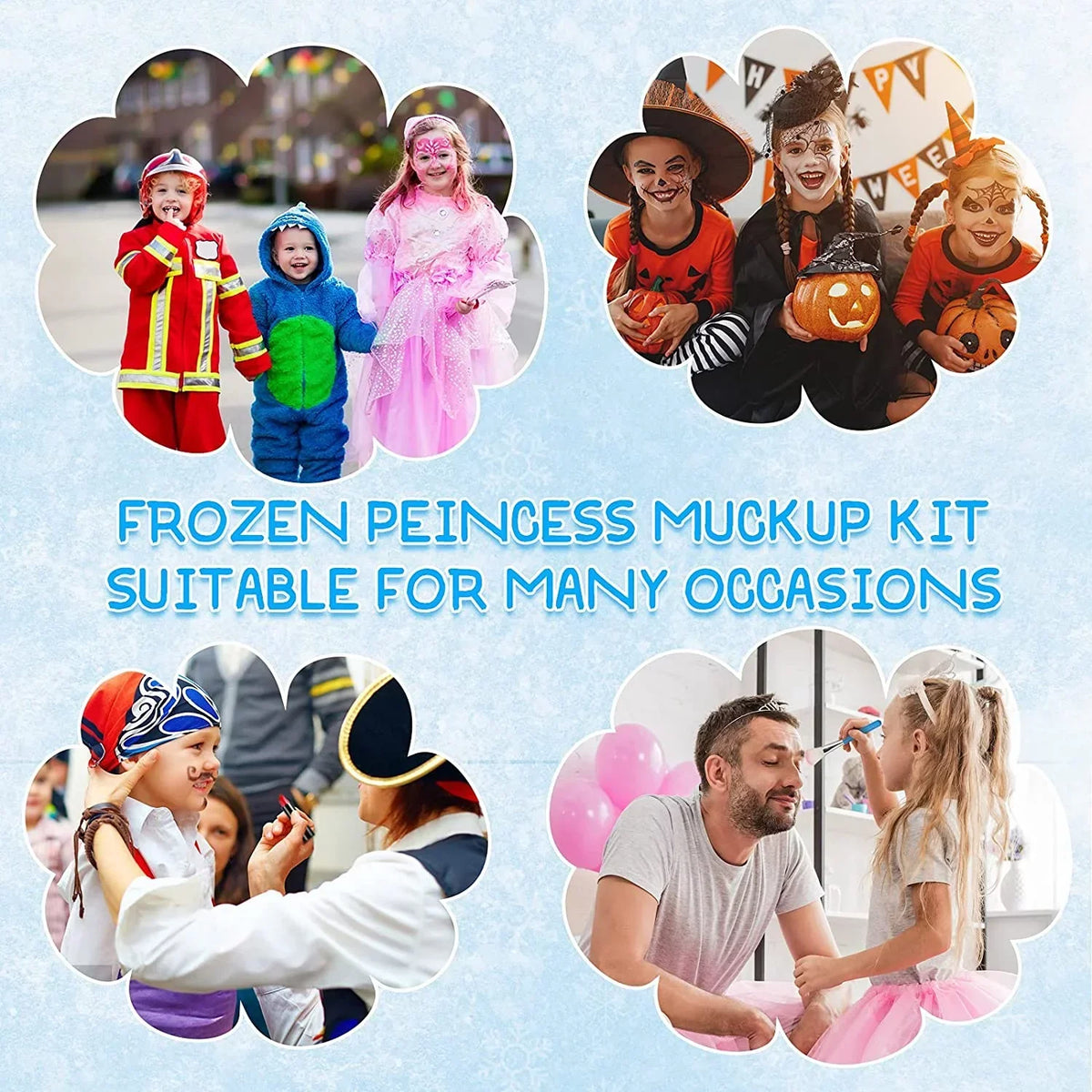for Washable Pcs Toys Gift Frozen Princess, Makeup for Toddler Set for Real Makeup 24 Years Makeup Kit with Girls 3-12 Girls, Toy Kids Old Safe Makeup Non-Toxic Kit Set (Blue) & Kids Cosmetic Bag,