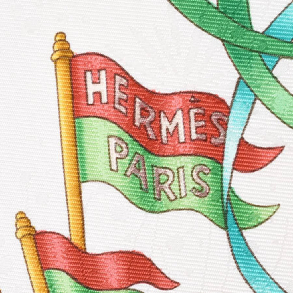 PARK Scarf White Amusement 90 (Good) HERMES Hermes Carre Park Red Pre-Owned Silk LUNA
