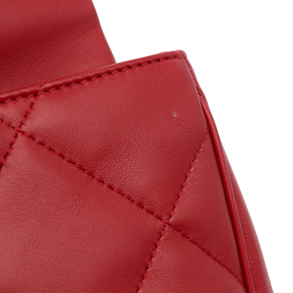 Lambskin Leather Authenticated (Good) Carry Unisex Red Small Easy Satchel Bag Pre-Owned Flap