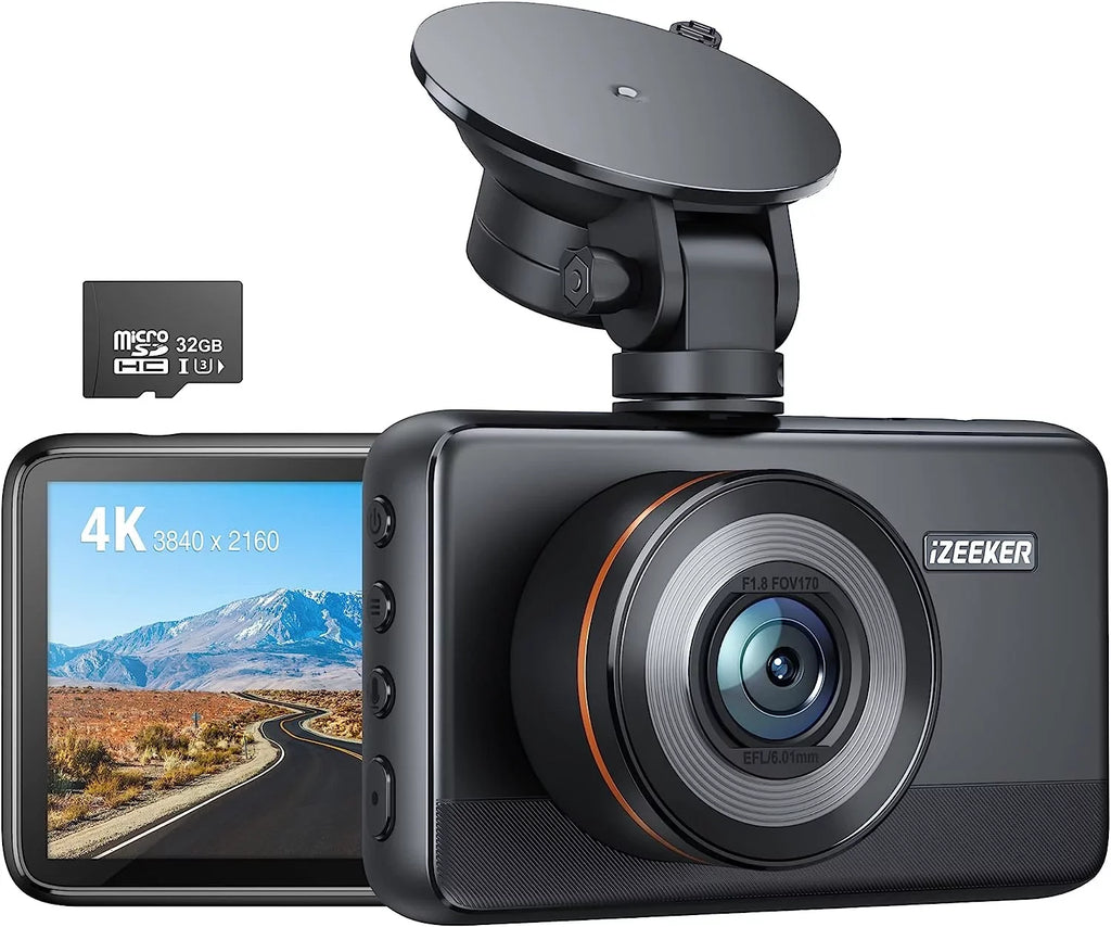 Front Card, Night 30FPS/1080P Super Cars, iZEEKER Vision, MicroSD Camera with 4K WDR, Dash Recording, Cam Parking with Emergency Dash Camera for 4K Car 60FPS Monitoring