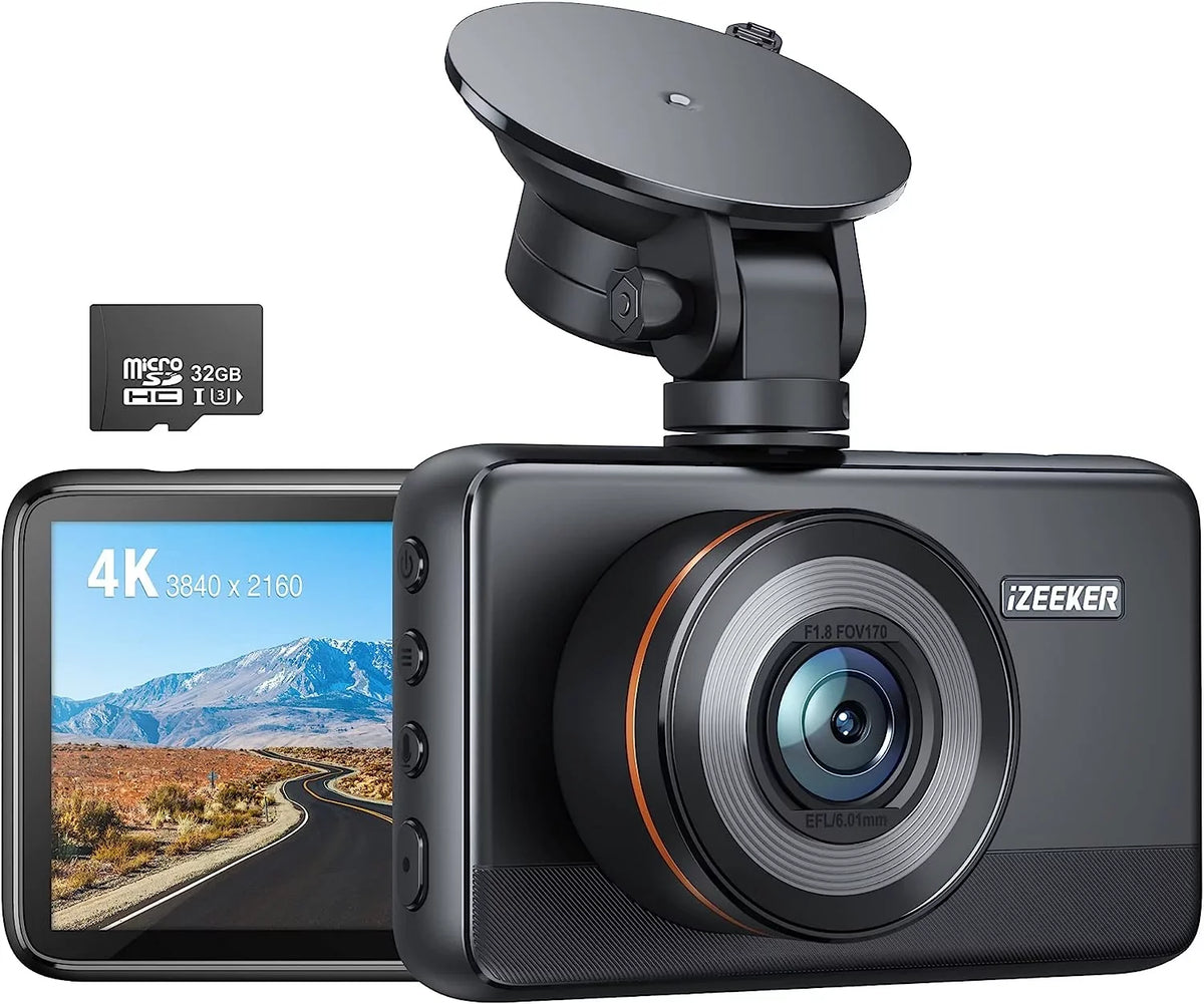Front Card, Night 30FPS/1080P Super Cars, iZEEKER Vision, MicroSD Camera with 4K WDR, Dash Recording, Cam Parking with Emergency Dash Camera for 4K Car 60FPS Monitoring