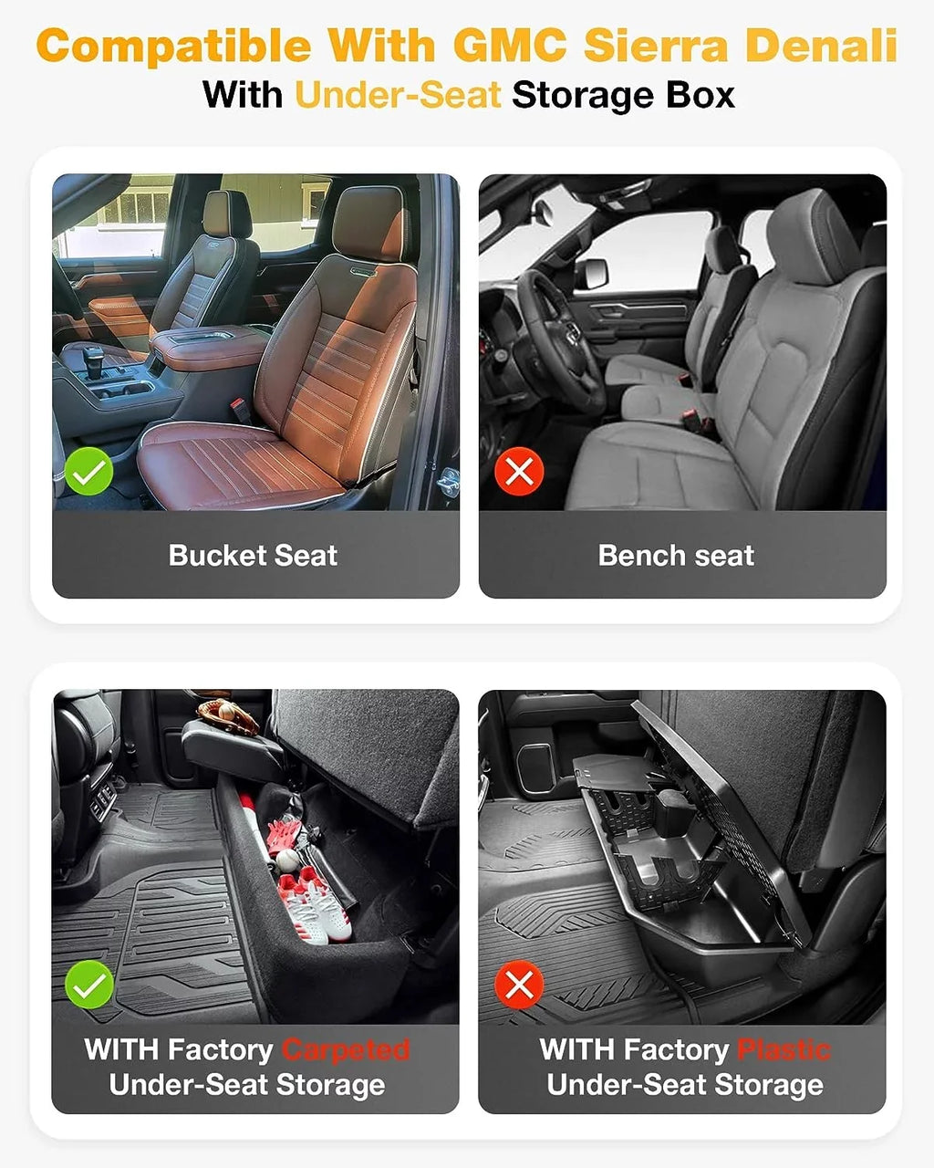 &2020-2024 Crew 2019-2023 3W Silverado/GMC (Don't Cab), Chevrolet Floor Mats Cab For Sierra Silverado/GMC HD/3500HD for 2500 & Sierra Fit Double Factory 1500 with Storage Carpeted Chevrolet