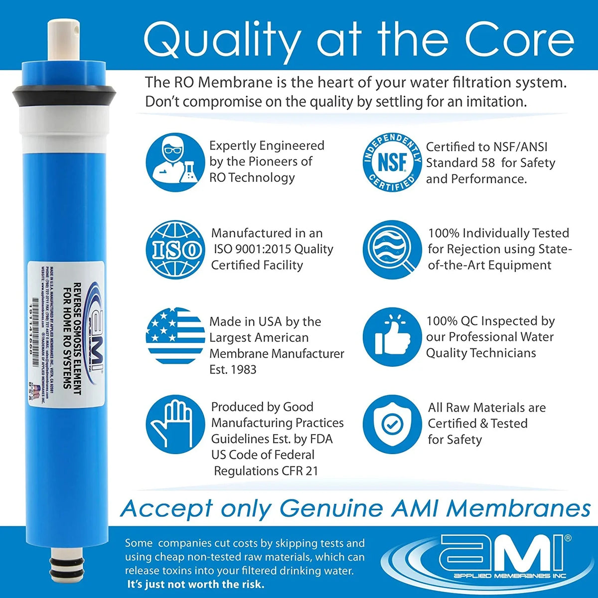 1.8” USA System in Membrane Made 12” 36 GPD liquid Compatibility Osmosis M-T1812A36 Filtration Reverse Membrane Replacement Reverse Universal | | | MEMBRANES RO for INC. liquid APPLIED Osmosis Filter x