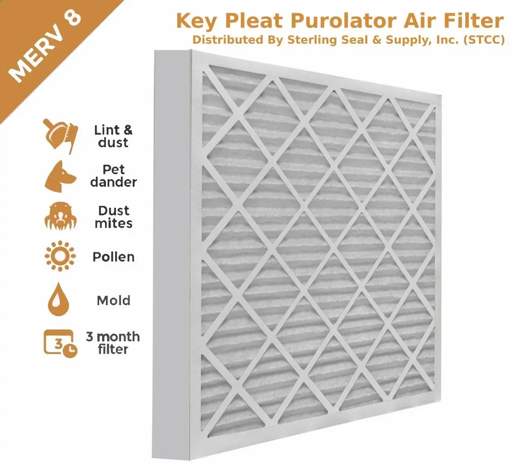 (6 - Filter 8 Pack) Air Purolator 12x24x2Key MERV Pleat