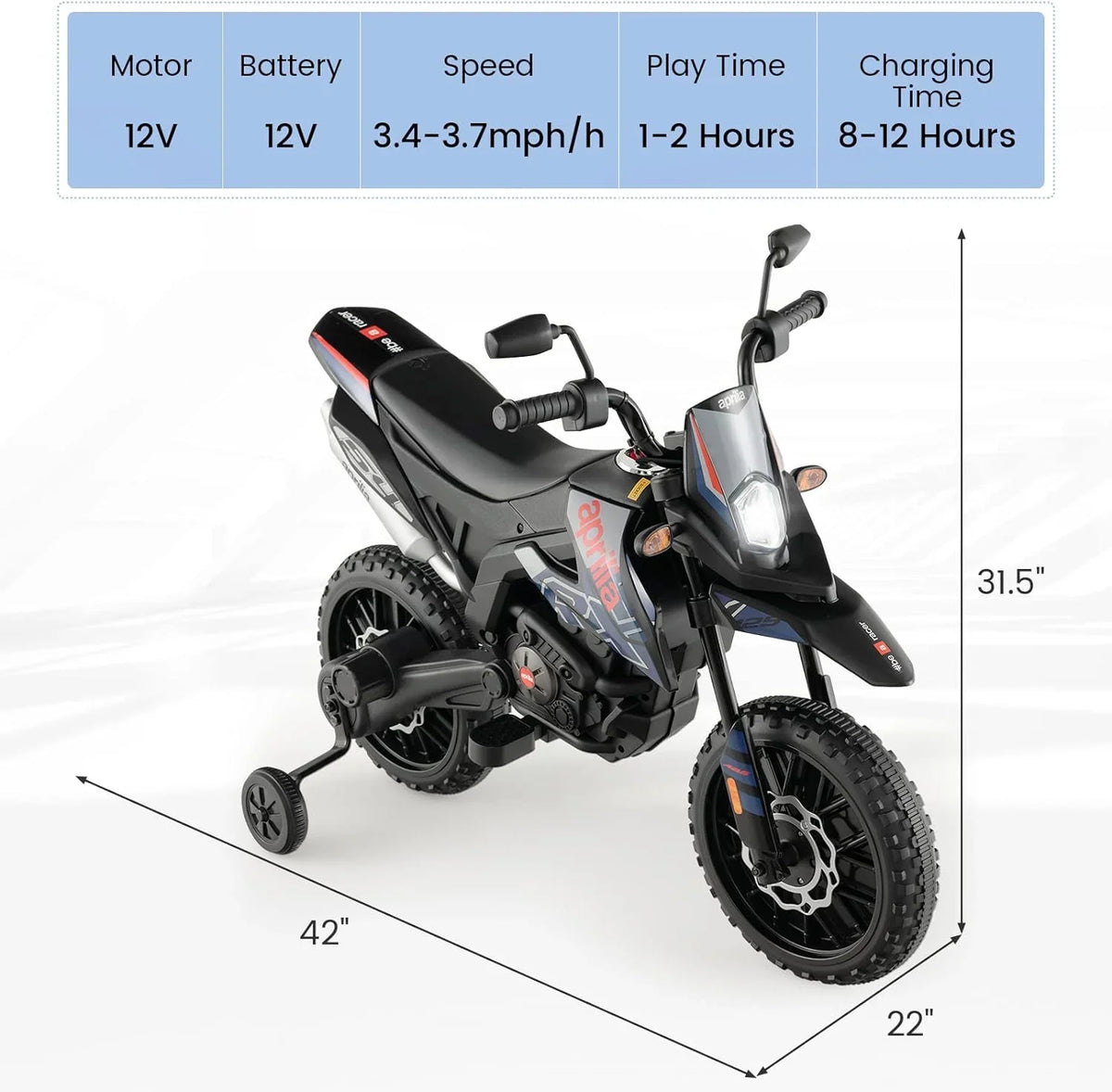 Power, with Headlights Battery Electric Blue Kids LED 12V Color Motorcycle Foxhouse1 Ride-on -