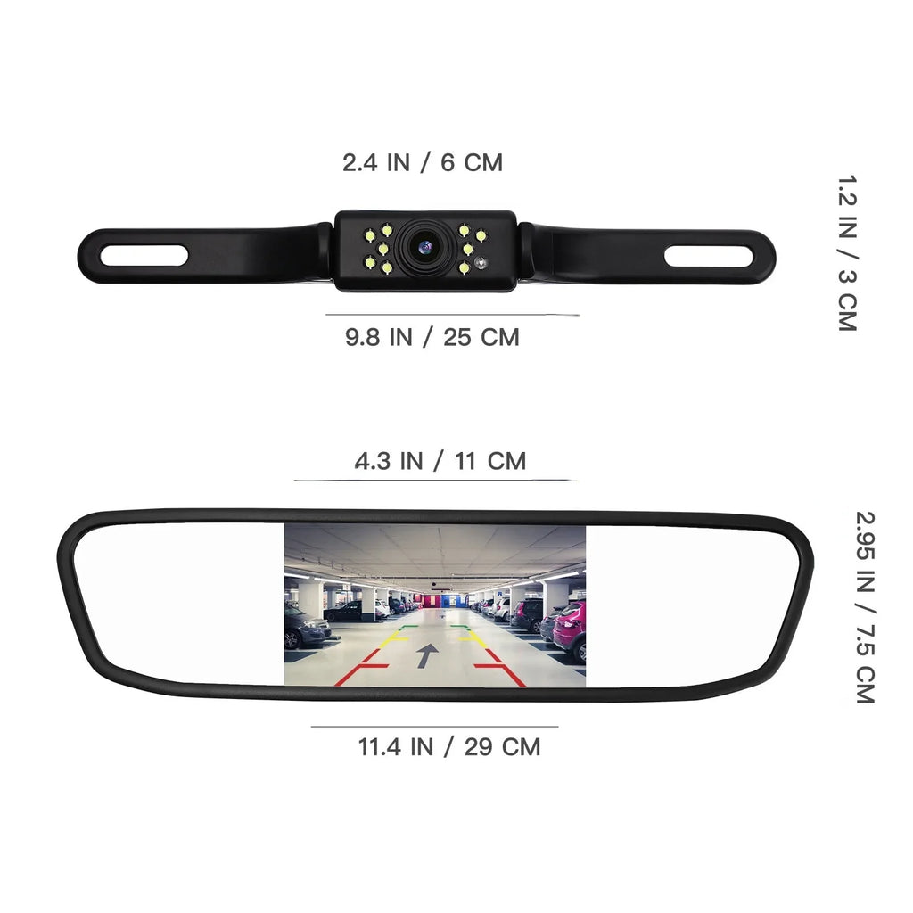 Camera,Vehicles Cheefull Rear 4.3" Vision Camera Night Car Cam Driving View System Reverse Backup Mirror Parking