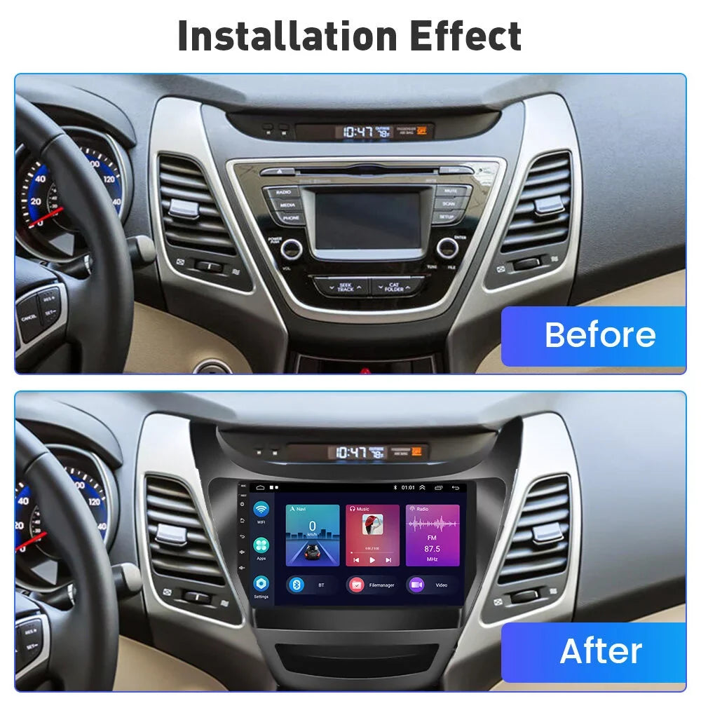 Auto Carplay Bluetooth Car 2014-2016 for 11 9'' Stereo System Radio Android FM Touchscreen Link Camera Backup GPS Elantra 2+32G Android Mirror Usb, Hyundai Hifi WIFI AHD Wireless Podofo