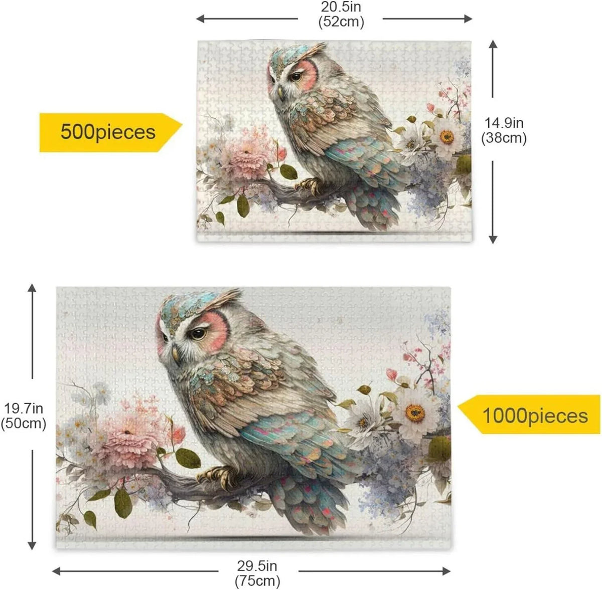 Composite Friends Art for fabric Wood Gift Kids Exercise for PCS Fun Family Challenging Zigsaw Owl Floral Paper Bag, Puzzle, Puzzle Storage 500 with Brain Parents Game Jigsaw Adults,