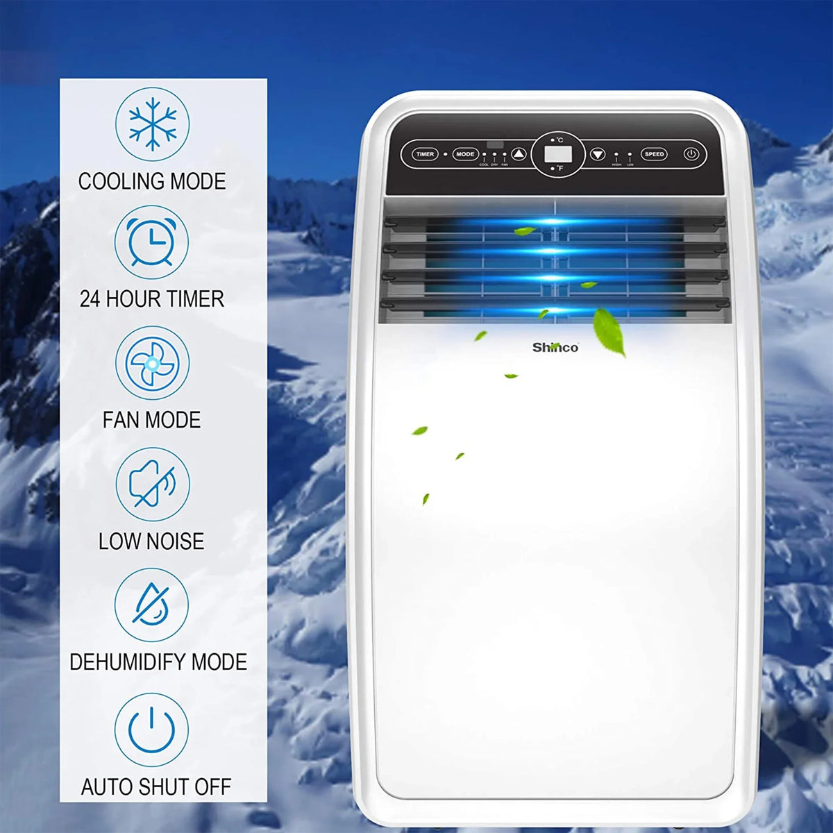 AC Unit, Rooms Fan Shinco for SqFt 200 Dehumidifier, 8,000 BTU and Portable