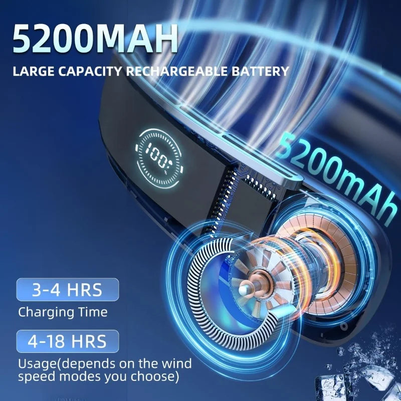 Personal For Neck Fan Fan Cooler 5200mah Neck Neck Conditioner Travel Blow Neck Fan Cooling Air Rechargeable Air Women Bladeless Cold That Portable Wearable Your Essentials Around Men