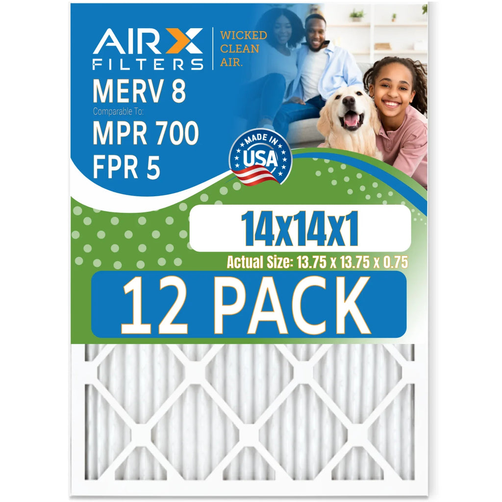 AIRX Comparable Air - WICKED 12 14x14x1 CLEAN MERV & 5 Pack 8 MPR Rating, Filters by FILTERS Furnace in to of Made AIR. 700 USA FPR Filter