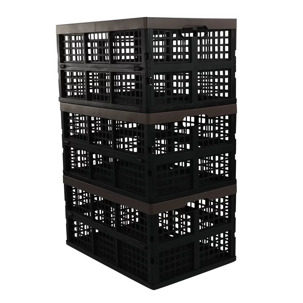 Collapsible Plastic Basket, 42 L Storage 3-Pack Storage Morcte Crates, Folding Stacking