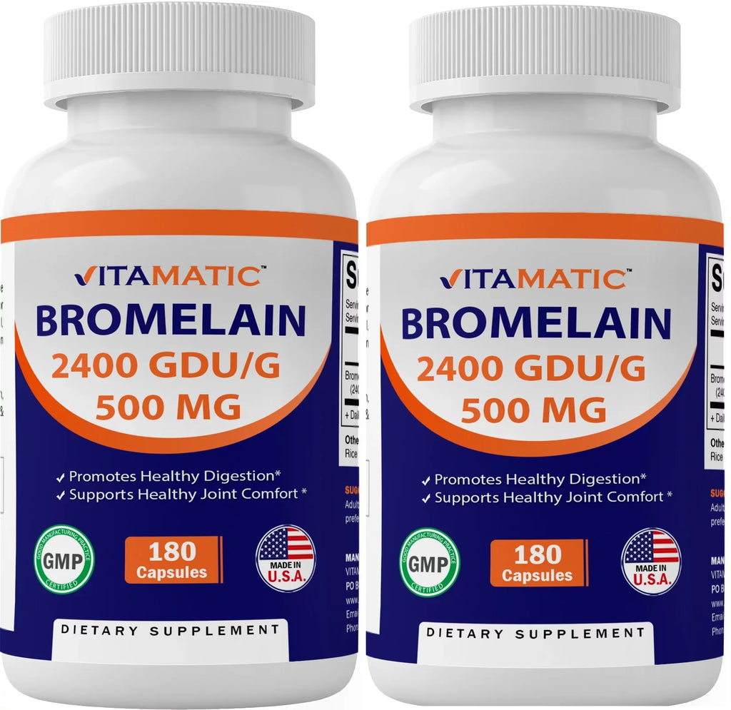 mg 2400 GDU/g, Vitamatic Capsules Bromelain Pack 500 2 180