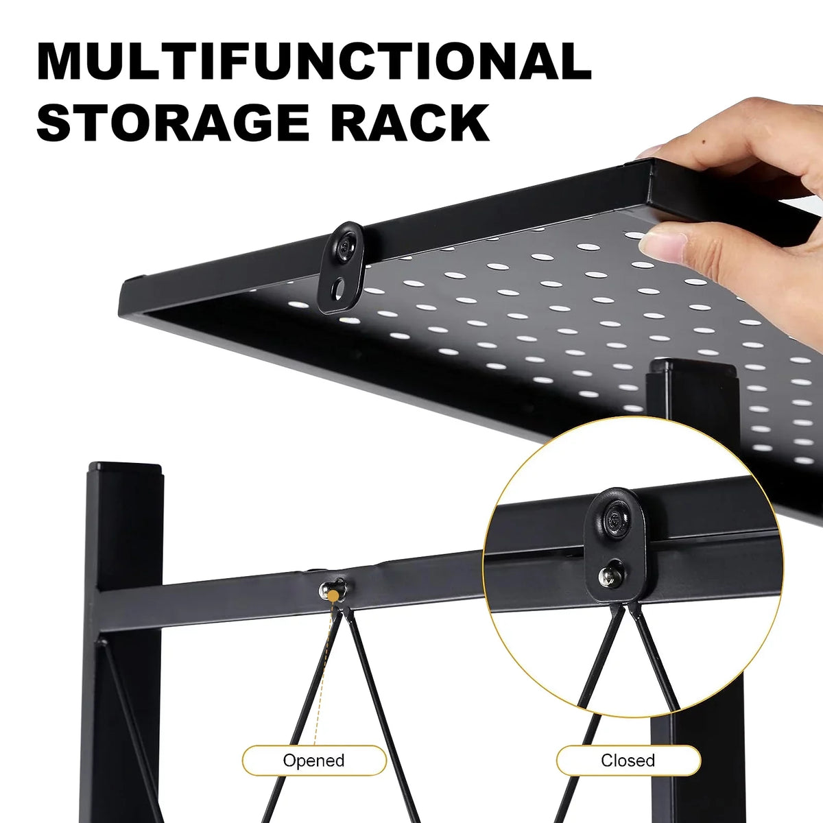 Rolling Shelving Unit Office Shelf Metal 4-Tier Room Black Books Decor Organizer, Foldable - with Kitchen Cart Closet Wheels Shelves, Pantry Storage - Storage for Collapsible Display, &