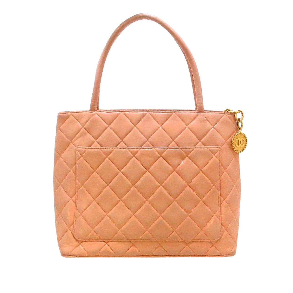 Lambskin Authenticated Bag Leather (Good) Women Orange Medallion Tote Tote Pre-Owned