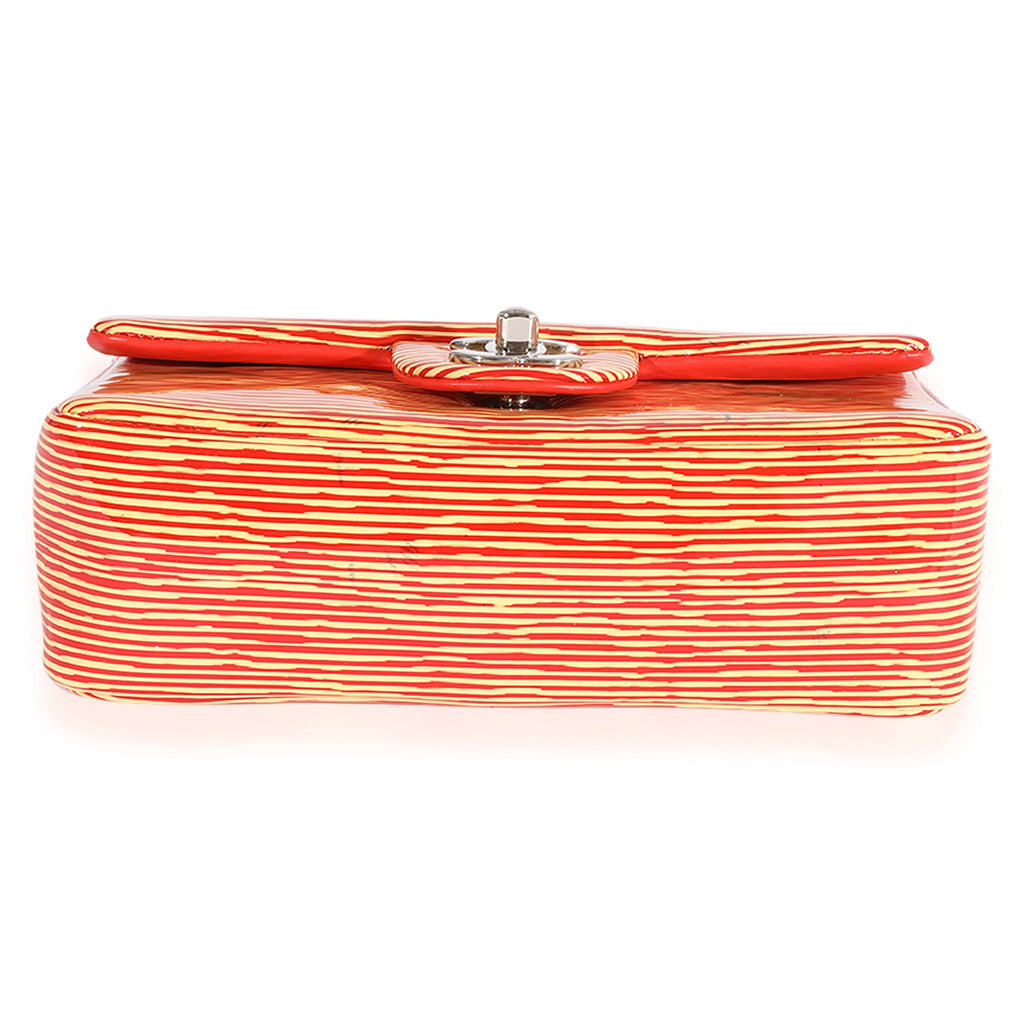 Flap Classic Bag Red Striped Mini Rectangular Patent Pre-Owned