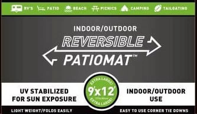 with x designs) Rug Mats Patio 2 exterior (Reversible 9' Gray 12'