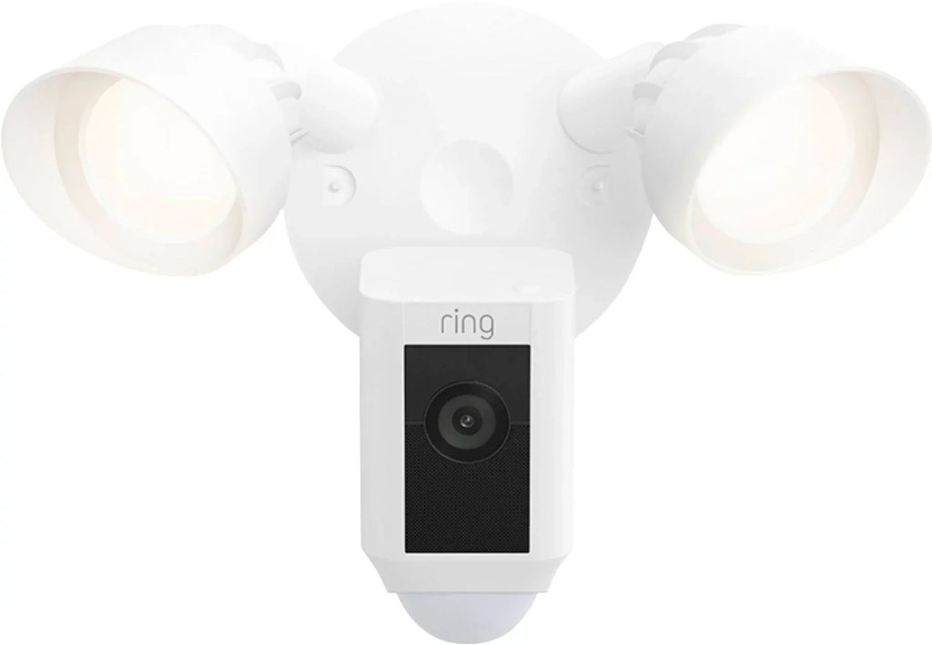 Ring_Floodlight WiFi, Plus with 2021 Cam Restored HD, Wired Release, (Refurbished) White, IP/Network Activated Motion exterior,